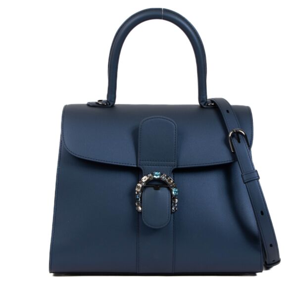 Delvaux Navy Satin Brillant MM Blue Comet for the best price at Labellov secondhand luxury in Antwerp. We buy and sell your preloved and new designer bags.