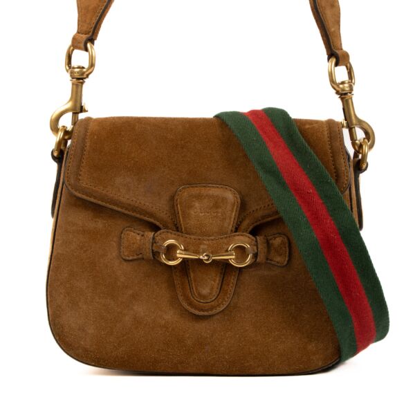 Gucci Suede Leather Lady Web Crossbody Bag