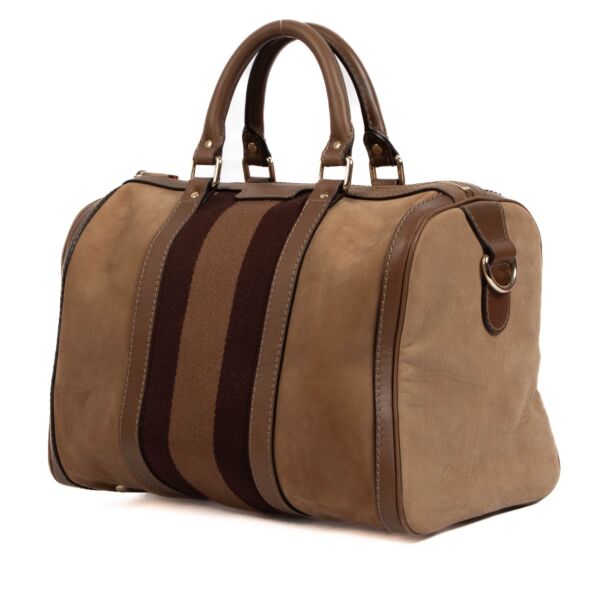 Gucci Brown Vintage Web Boston Top Handle