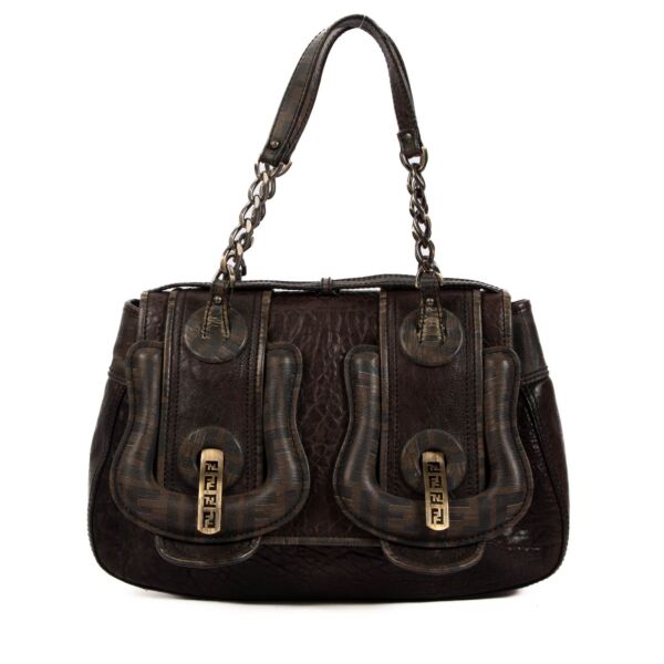 Fendi Vintage FF Brown Leather B Bag