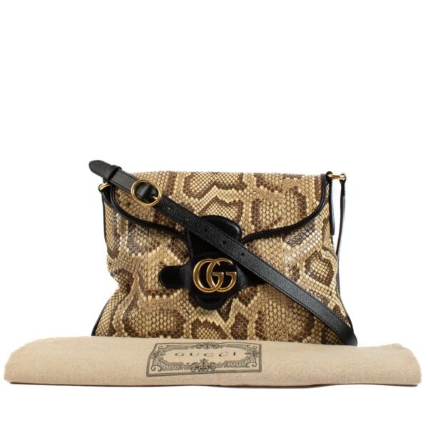 Gucci Neutral Python Dahlia Crossbody Bag