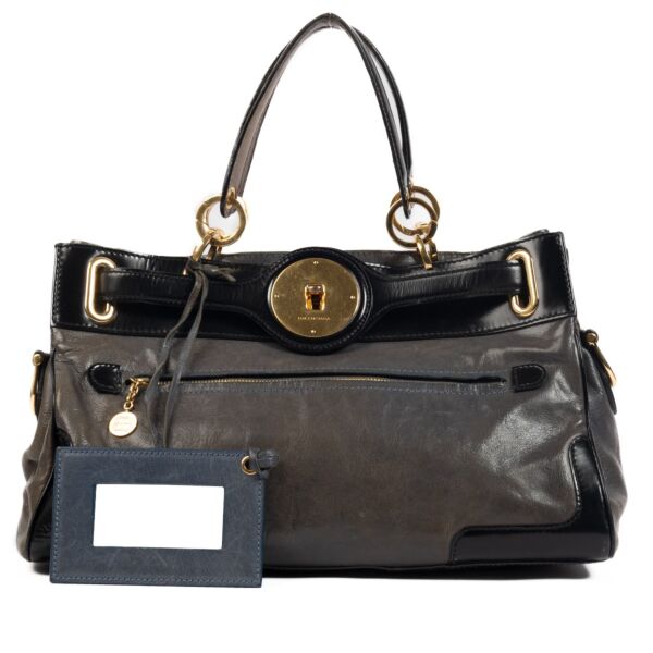 authentic second hand Balenciaga Grey Leather Moon Top handle Bag on Labellov.com