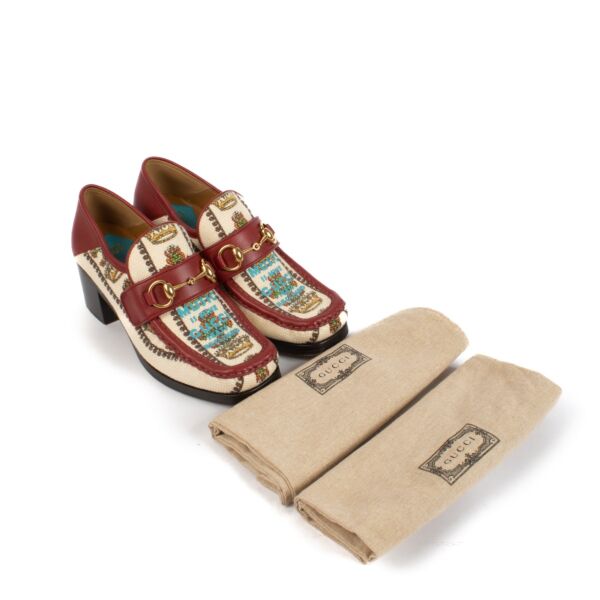 Gucci Music Is Mine Canvas Horsebit Loafer Pumps - Size 37