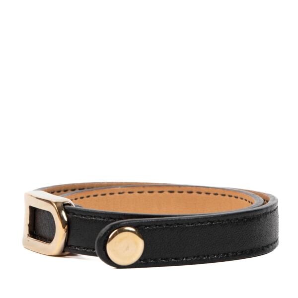 Delvaux Black Leather D Double Tour Bracelet