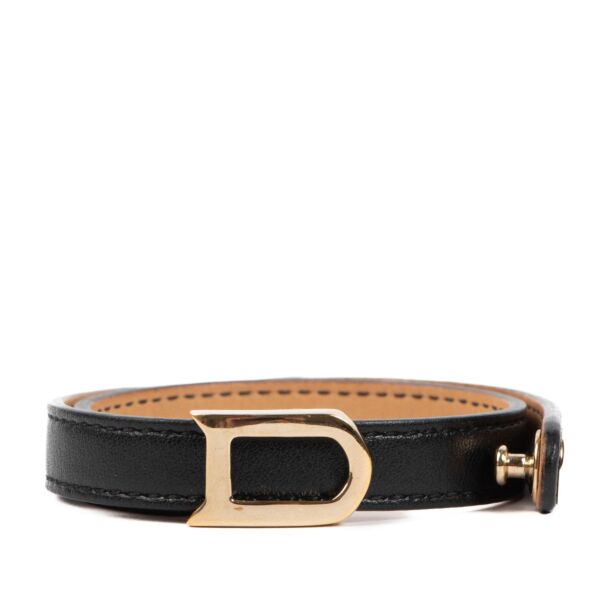 Delvaux Black Leather D Double Tour Bracelet