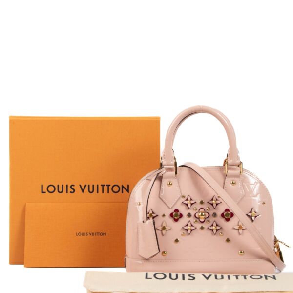 Louis Vuitton Rose Ballerine Monogram Vernis Flowers Alma BB