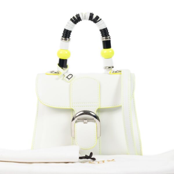 Delvaux Optic White/Néon Box Calf Memphis Brillant Mini Bag