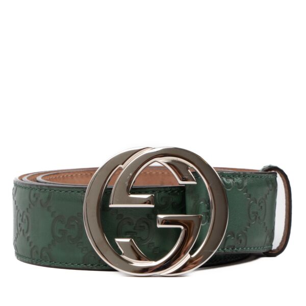 Gucci Green Leather Monogram Belt - size 95 for the best price at Labellov. We buy and sell your handbags and accessories. 