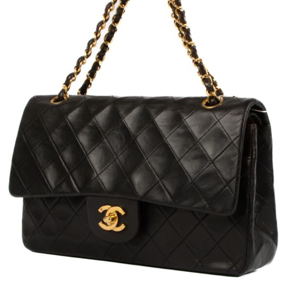 Chanel Black Lambskin Medium Classic Flap Bag 