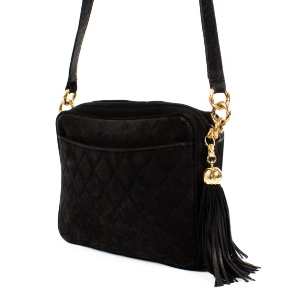 Chanel Black Suede Vintage Camera Bag
