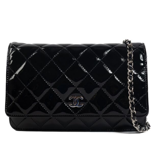 Shop 100% authentic second-hand Chanel Black Patent Leather Wallet On Chain on Labellov.com