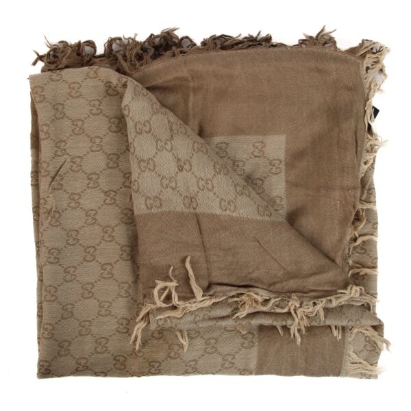 Gucci Brown GG Jacquard Shawl