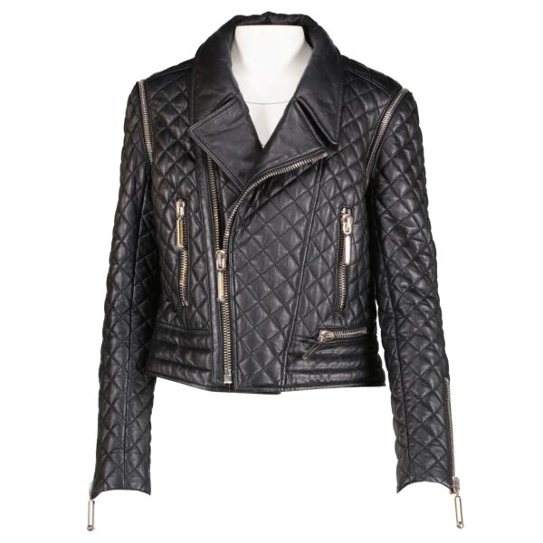 Philipp Plein Black Crystal Embellished Leather Jacket - Size L