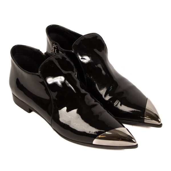 Miu Miu Black Patent Leather Metal Tip Flats - Size 37