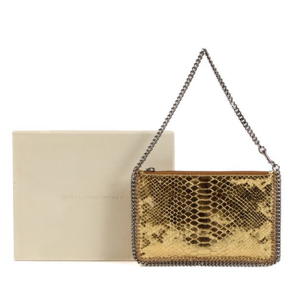 Stella McCartney Gold Python Effect Falabella Chain Clutch bag