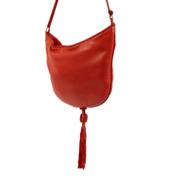 Bottega Veneta Vintage Red Lambskin Halfmoon Bag
