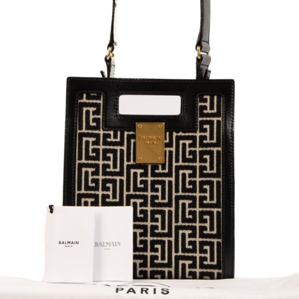 Balmain 1945 Monogram Jacquard Small Tote Bag