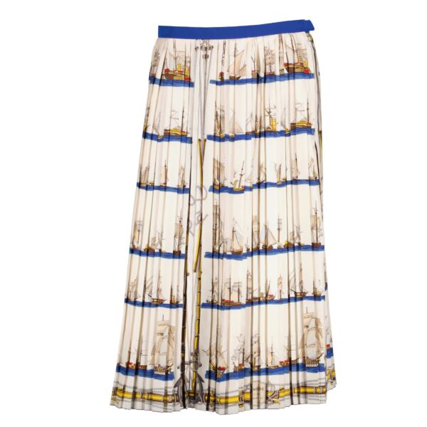 Hermès Navires d'Europe A Voiles Mixtes Et A Vapeur Silk Skirt - size FR42