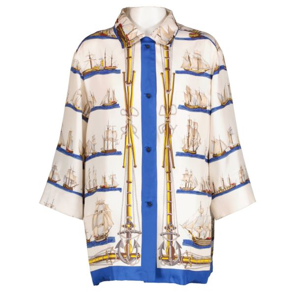 Shop 100% authentic second-hand  Hermès Navires d'Europe A Voiles Mixtes Et A Vapeur Silk Shirt FR42 on Labellov.com