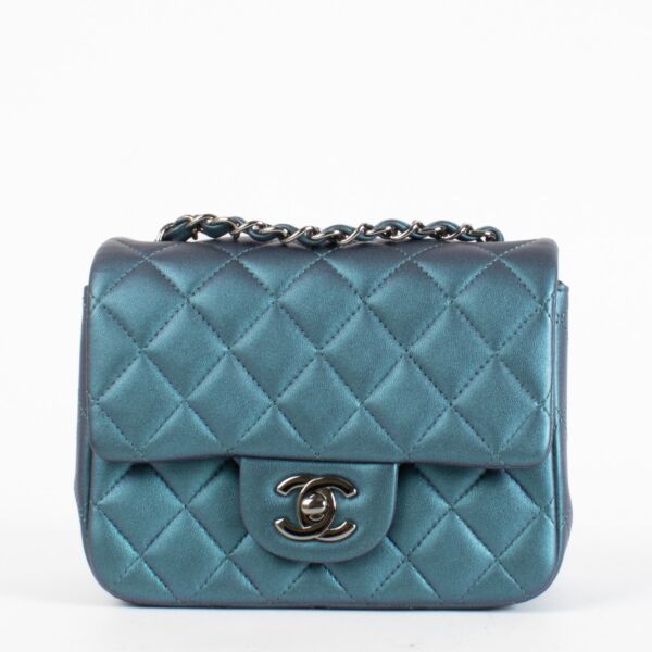 authentic preloved Chanel Blue Metallic Classic Mini Square Bag on Labellov.com