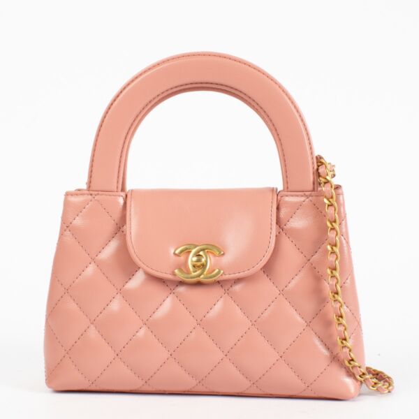 Authentic Second Hand Chanel Pink Lambskin Kelly Nano Mini Shopping Bag on Labellov.com