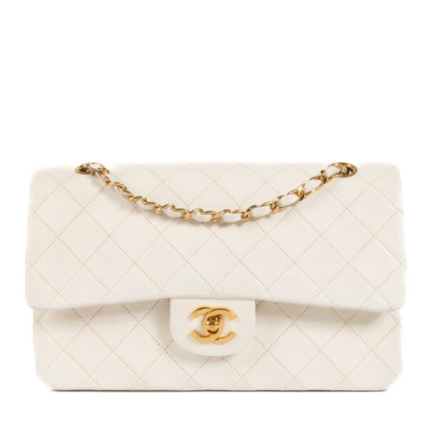 shop 100% authentic second hand Chanel Vintage White Lambskin Medium Classic Flap Bag on Labellov.com