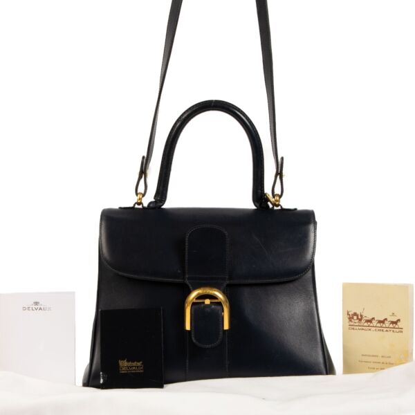 Delvaux 1990 Vintage Blue Box Calf Brillant MM