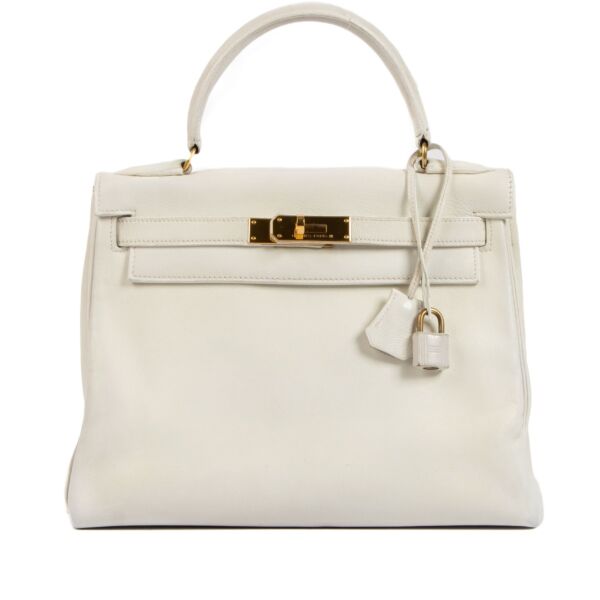 Hermès 1940s Vintage White Kelly 28