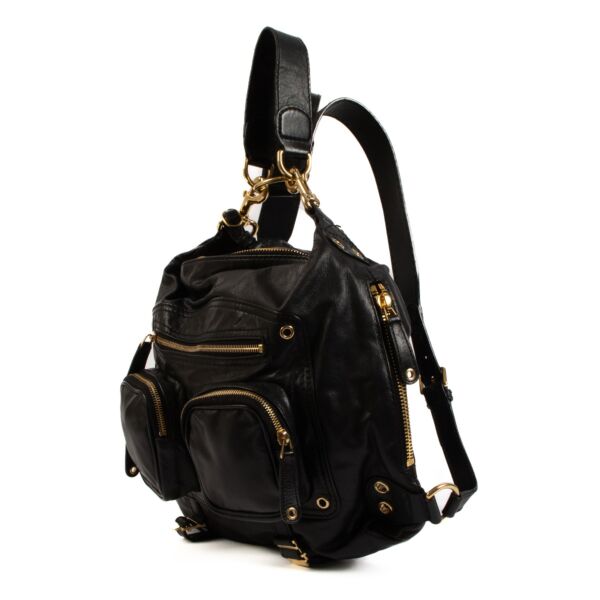 Gucci Black Lambskin Medium Darwin Convertible Backpack 