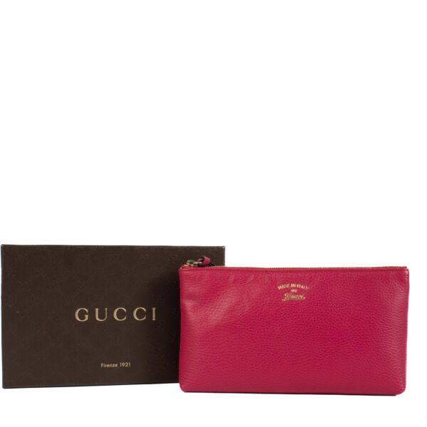 Gucci Fuchsia Leather Clutch/Accessory Pouch