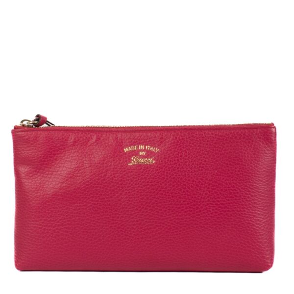 Shop 100% authentic Gucci Fuchsia Leather Clutch/Accessory Pouch at Labellov.com.