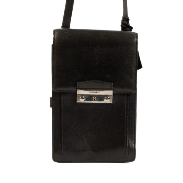 Versace Black Leather Messenger Bag