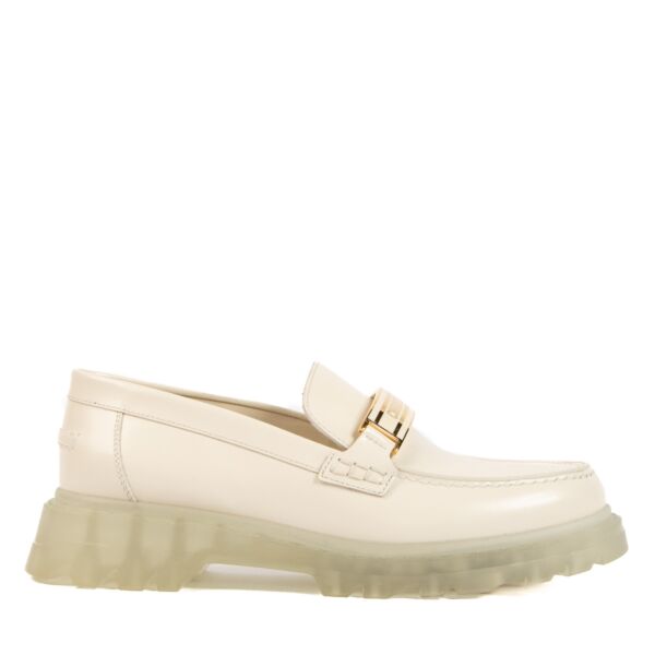 Christian Dior White Leather Code Loafers - size 36.5