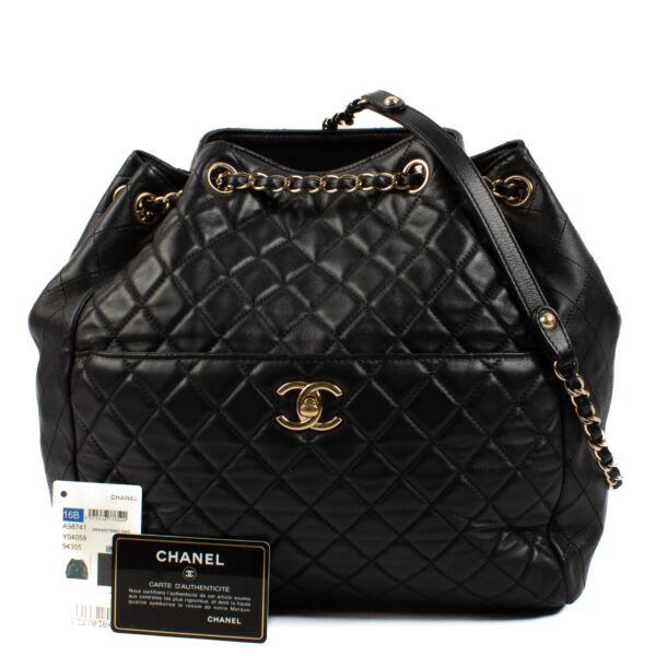 Chanel 16B Black Quilted Tote Bag