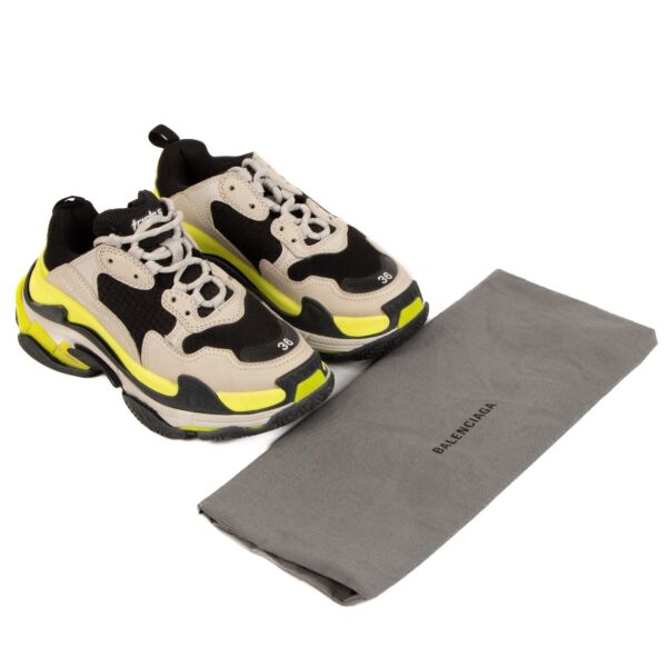 Balenciaga Black, Yellow and Beige Triple S Sneakers - size 36