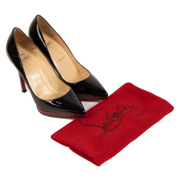 Christian Louboutin Black Patent Leather Pigalle Plato Pumps - size 36,5