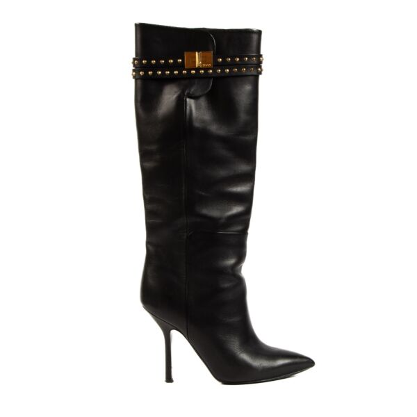 Emilio Pucci Black Studded Turnlock Boots - Size 35