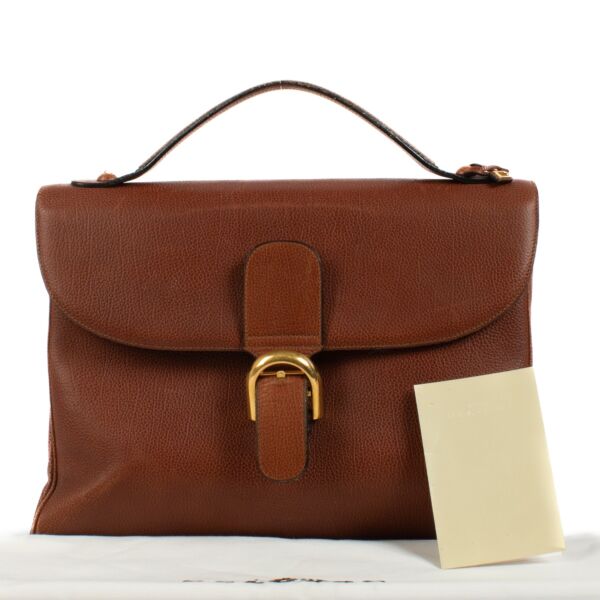 Delvaux Brown Leather Brillant Briefcase
