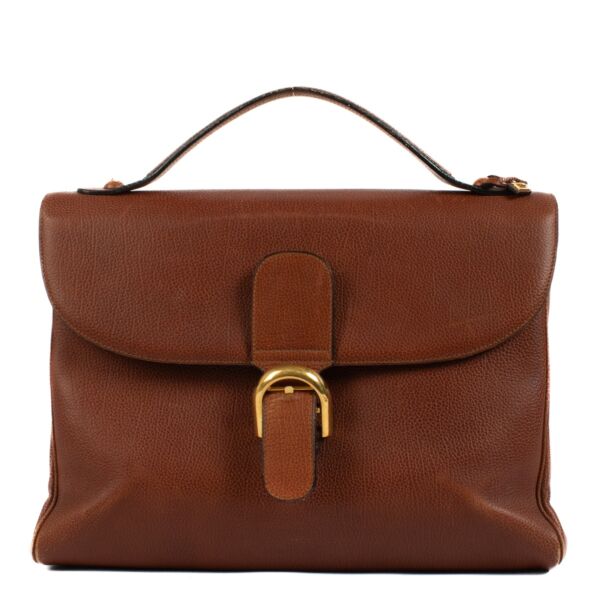 Shop 100% authentic Delvaux Brown Leather Brillant Briefcase at Labellov.com.