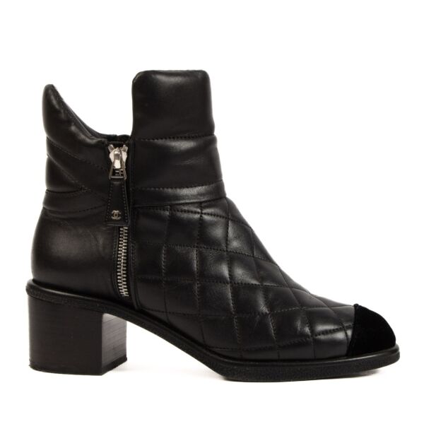 Chanel Black Quilted Ankle Boots - Size 38