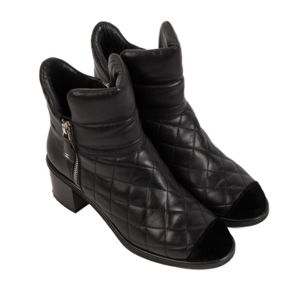 Chanel Black Quilted Ankle Boots - Size 38