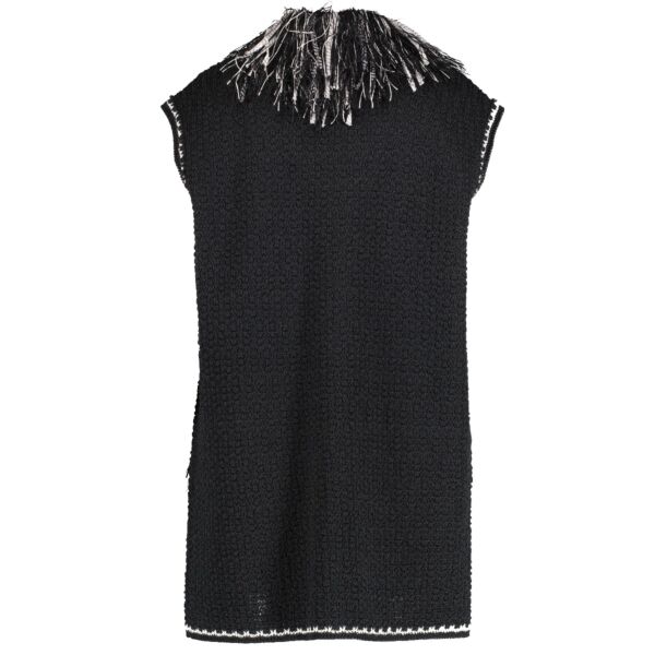 Chanel Black Logo Fringe Tweed Jacket - size FR38