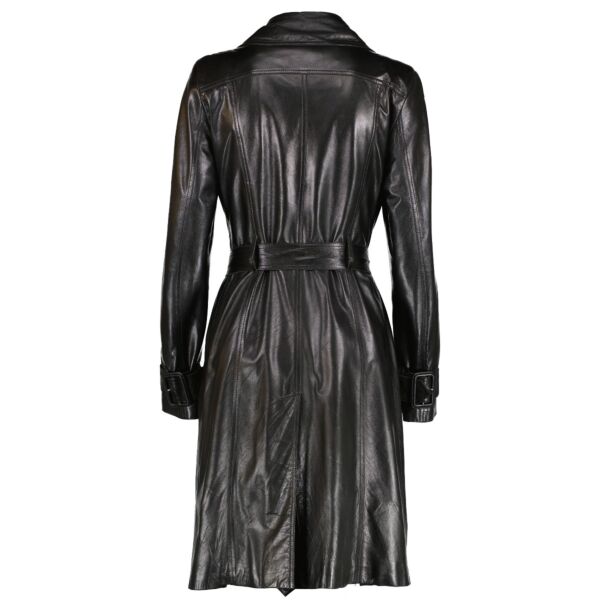 Burberry Black Leather Trench Coat - size UK6