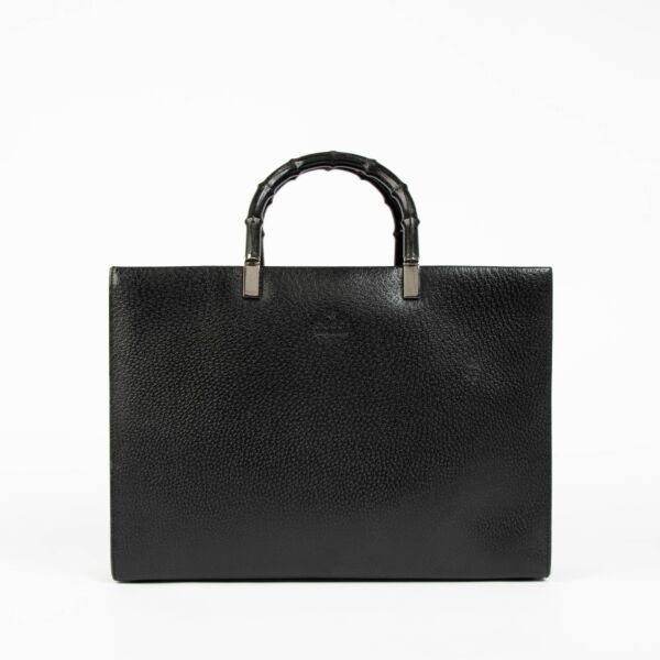 Shop this 100% authentic Gucci Black Bamboo Tote Top Handle Bag at Labellov.com