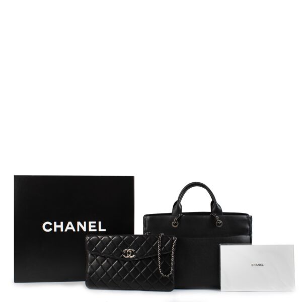 Chanel Black Calfskin Coco Break Large Tote Bag