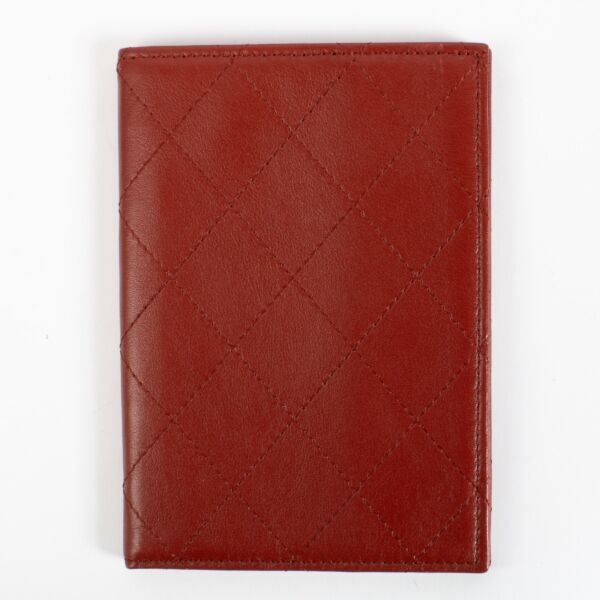 Chanel Red Quilted Leather Wallet/Passport Holder Set