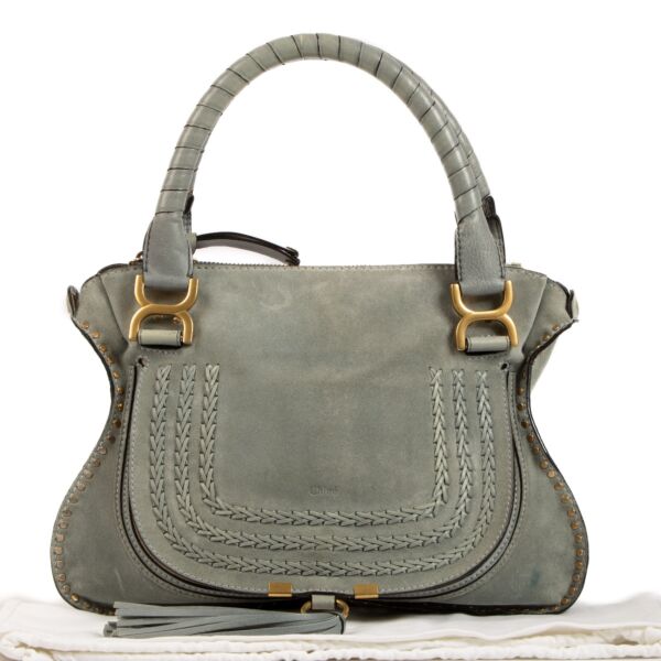 Chloé Cloudy Blue Suede Medium Marcie Handbag