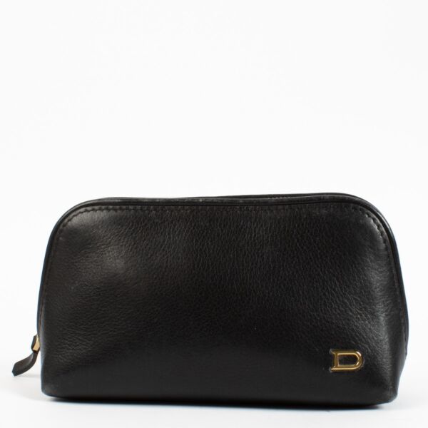 Shop safe online at Labellov this 100% authentic second hand Delvaux Black Leather Pouch