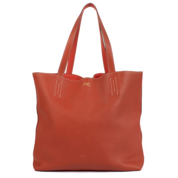 Hermès Double Sens 45 Sanguine/Rose Jaipur Taurillon Clemence Reversible Tote Bag
