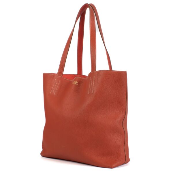 Hermès Double Sens 45 Sanguine/Rose Jaipur Taurillon Clemence Reversible Tote Bag